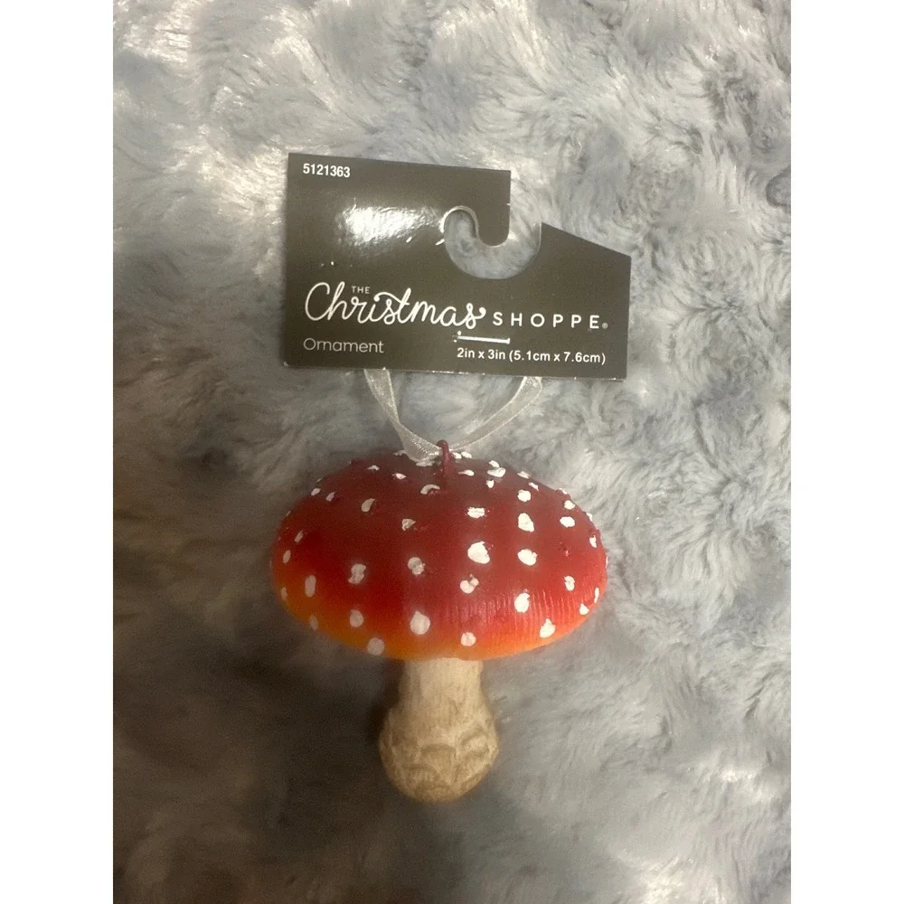 Robert Stanley Glitter Fox and The Christmas Shoppe Mushroom Ornament Set NEW
